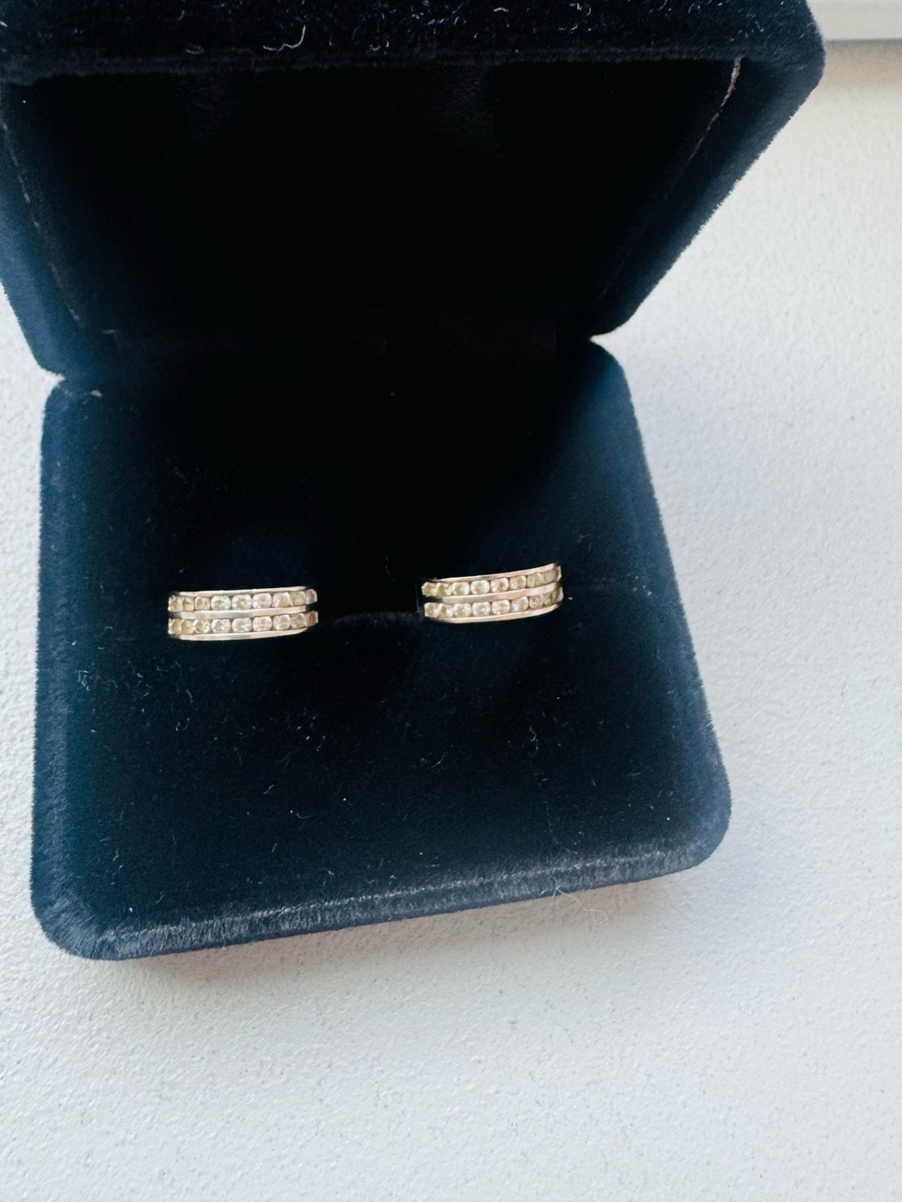 White gold Crystal Huggie Hoop Earrings - Womens Jewelry - Picture 3 of 3